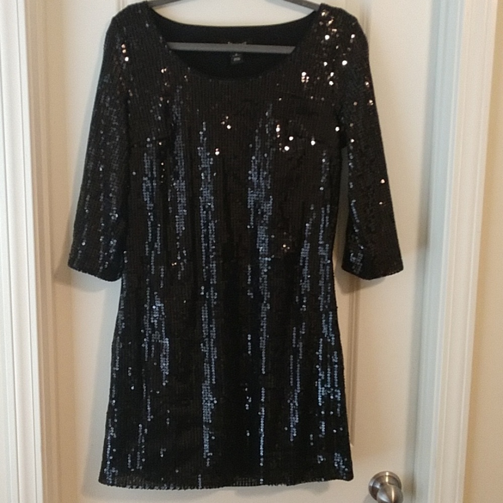 EUC WHBM black sequin dress sz M